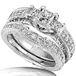 1.00ctw Princess Cut Diamond Wedding Ring Set in 14Kt White Gold (HI/I1) 1.00ctw Princess Cut Diamond Wedding Ring Set in 14Kt White Gold (HI/I1)