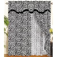 Zebra Animal Curtain Set w/ Valance/Sheer/Tassels