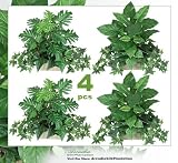 2+2 Artificial 15" Mixed Greenery Home Decor Plant in Pot _English Ivy, Pothos, Calla Lily, Philo