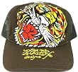 Ed Hardy Brown Rhinestone Cap - Tiger Design