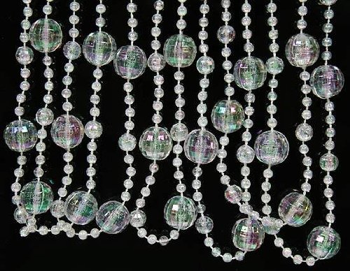 White Iridescent Acrylic Bead and Globe Garland 27 Foot (3 Strands Each 9ft Long)