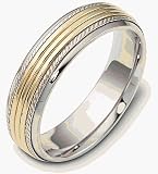 6mm Designer 14 Karat Two-Tone Gold Comfort Fit Wedding Band Ring