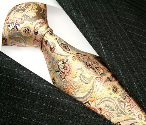 Lorenzo Cana - modische Krawatte aus Seide in den aktuellen Trendfarben - beige braun creme floral Paisley -36005