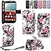 Alcatel One Touch - Cellularvilla Pu Leather Wallet Card Flip Open Pocket Case Cover Pouch for Alcatel One Touch Fierce 2 7040T (Black Pink Flower)