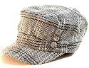 Black Warm Plaid Conductor Military Cadet Hat for Women.