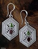 Garnet and peridot earrings, 'Persian Palace'