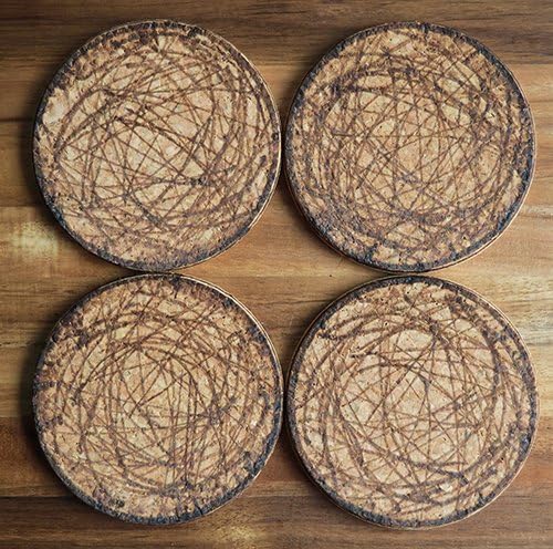 Thick Cork Coasters (Set of 4), Handmade, Rustic