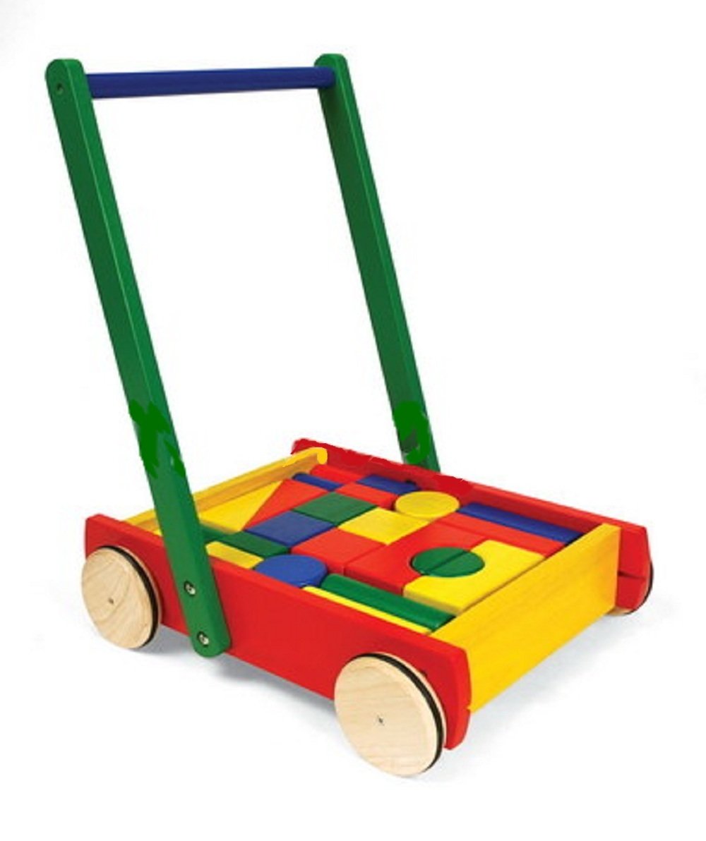 Wooden Baby Walker with Blocks
