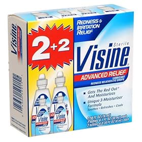 Sterile Visine Advanced Relief Lubricant Redness Reliever Eye Drops, Redness Relief and Moisturizes with a Unique 3 Moisturizer Formula - Soothes, Refreshes and Cools, VALUE PACK Contains FOUR Bottles Two 1 oz and Two .28 oz for a TOTAL 2.56 oz