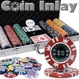 300 Ct Coin Inlay Poker Chip Set w/ Aluminum Case 15 Gram Chips - Free WPT Book