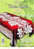 Hawaiian Tropical Fabric Tablecloth 60-inch By 84-inch (Honu Turtle and Monstera, Red Color)