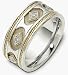 14 Karat Two-Tone Gold Diamond Etruscan Style Unique Wedding Band Ring