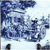 Vintage Blue Delft Tile Wedding Wagon Carriage Steege