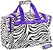 World Traveler 22-inch Zebra Print Duffle Bag, Black and White with Dark Purple Trim