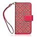 iPhone 6S Case, Terrapin [Red] [Etched Floral Pattern] Textured PU Leather Wallet Case with Card Slots ID Window Cash Compartment and Detachable Wrist Strap Case for iPhone 6 / 6S - Red