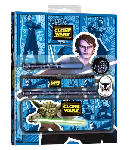 Star Wars Clone Wars 4013161 - Schreibwarenset mit Bleistiften, Farben, Radiergummi, Spitz Preisvergleich