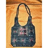 Sari Handbag Black Banjara Mirrors Designer Purse Bohemian Style