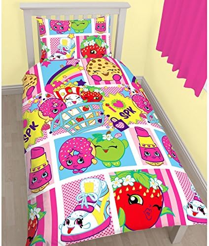 Shopkins Shopaholic Single/US Twin Duvet Cover &amp; Pillowcase Set + FREE Small Reward Stickers