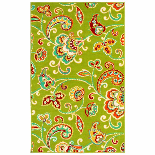Shaw Al Fresco Paisley Indoor/Outdoor Rug, 7-Feet 10-Inch by 10-Feet 6-Inch, Green On Sale