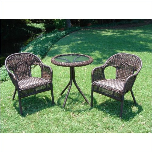 Somerset Wicker Resin Patio Bistro Set 3 Piece with Glass Top Table Shop in USA Folding Patio Set