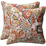 Pillow Perfect Decorative Multicolored Modern Floral Square Toss Pillows, 2-Pack