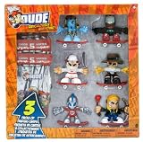 Tech Deck Dude Ridiculously Awesome 6 Figures and Trading Cards W/ #119 Phinger Tut, #016 Superfinger, #019 Nick, #047 Duke, #140 Robosupreme, #157 Archerveld (CM203)