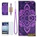 Uncle.Y Galaxy S3 Case,S3 Case, Leather Wallet Case Stand Flip Case Fashion Design Pattern Protective Case for Samsung Galaxy S3 I9300 (Purple Flower)