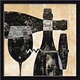 Wine Selection I by Daphne Brissonnet Black White Contemporary Kitchen Wall Art Print Framed Décor