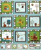 44'' Wide Hooty Hoot Kangaroo Block Panel Ivory Fabric By The Panel