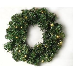 18 Pre-Lit LED Battery Operated Artificial Christmas Wreath - Warm Clear Lights by 