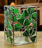 Irish Candle Holder Celtic with Shamrocks Stained Glass and Metal