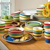 Brylanehome Santa Fe Hand-Painted Striped Stoneware Dinnerware
