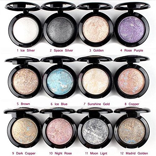 KeyZone Girls Glitter Baked Eyeshadow Palette Shimmer Makeup
