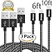 Airsspu iPhone Cable,3Pack(6FT/6FT/10FT)Nylon Braided Lightning Cable USB Cord Charging Cable for iPhone 5/5S/5C/SE 6/6S 6 Plus/6S Plus, iPad mini/Air/Pro iPod touch (Black Gray)
