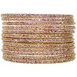 Set Of 12 Glitter Bangles In Red With Gold Finish