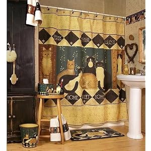 Linda Spivey "Country Cats" Shower Curtain & Hook Set