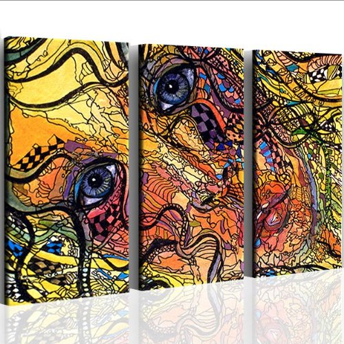 MOSAIC BEAUTY 3 pieces artwork on canvas ready to hang. Stretched and stapled to frames. Better than Poster. Feels like oil painting. Great photos and pictures as modern art. STYLE DEKO