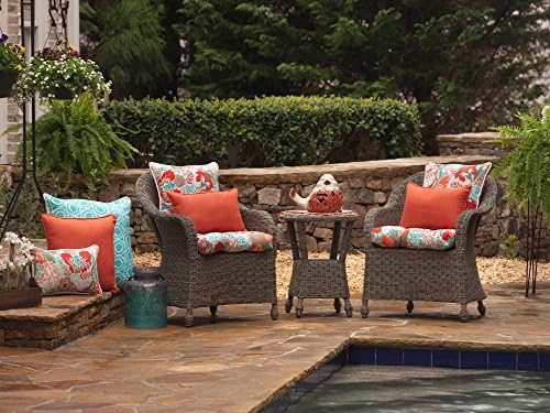 Pillow Perfect Outdoor/Indoor Ring a Bell Floor Pillow, 25", Geometric, Turquoise/Green
