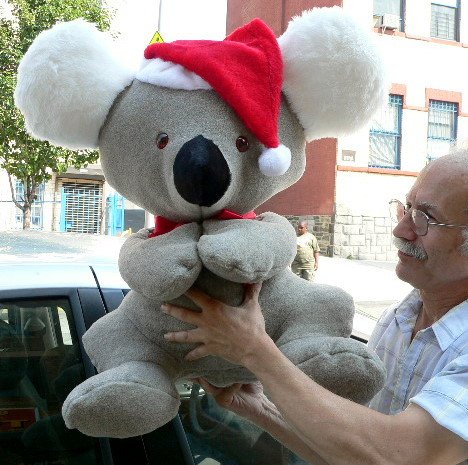 6191lDoVXJL BIG SOFT 26 STUFFED KOALA WEARING RED CHRISTMAS SANTA HAT   PLUSH JUMBO STUFFED ANIMAL HOLIDAY FUN   AMERICAN MADE IN THE USA AMERICA