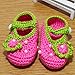 MKPLY Baby Newborn Infant Girls Crochet Knit Socks Crib Casual Shoes Prewalker Red Pink Flowers 0-12M