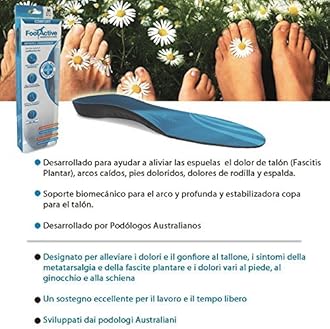 FootActive Comfort Arch-Support Orthotic Insoles - Maximum Walking Comfort, Relieves Plantar Fasciitis M - 6 - 7.5 / W 7.5 - 9 Blue