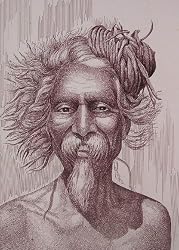 Tribal Face Painting(pen & Ink on Ivory Sheet)