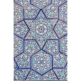 photographie Detail of blue ceramic tile-work of Tosh-Hovli Palace. est disperible en (L x H): 70...