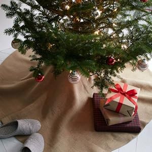 Christmas Burlap Tree Skirt Under The Tree, 60-inch