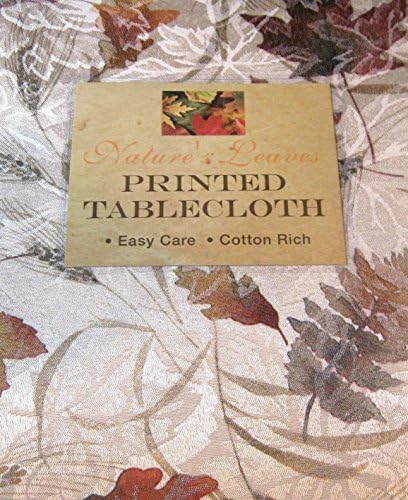 Natures Leaves Printed Cloth Tablecloth By Benson Mills- Assorted Sizes- Oblong and Round (60 x 120 Oblong)