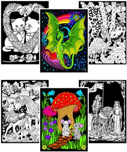 Unicorns, Mice, Dinosaur, Dragons, Kittens, Knight - Six 8x10 Fuzzy Velvet Posters