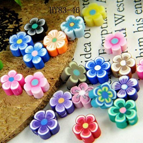HYBEADS 100Piece Fimo Flower Clay Beads