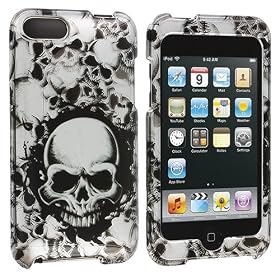 Black and White Skulls Design Crystal Hard Skin Case Cover New for Apple Ipod Touch iTouch 2nd and 3rd Generation Gen 2g 3g 2 3 8gb 16gb 32gb 64gb - Electromaster(TM) Brand