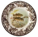 Spode Woodland North American Fish 10-1/2-Inch Dinner Plate, Large Mouth Bass