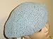 B305bl,hand Crocheted Light Blue Gimp Beret for Teens and Adults.